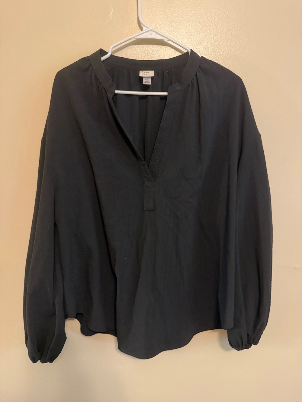 a new day Black Long Sleeve Split-Neck Blouse